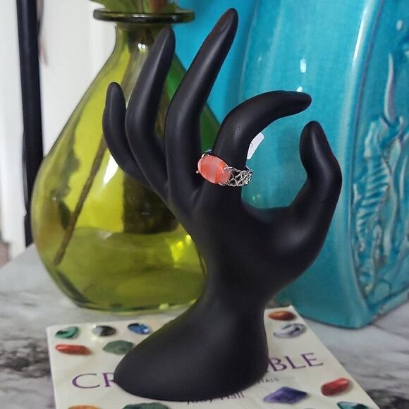 Natural Crystal Agate Silver Plated Ring Size 7.5 - Picture 9 of 11